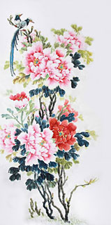 Chinese Peony Painting,68cm x 136cm,2485106-x
