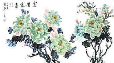 Chinese Peony Painting,50cm x 100cm,2485112-x