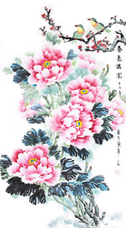 Chinese Peony Painting,50cm x 100cm,2485113-x