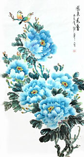 Chinese Peony Painting,50cm x 100cm,2485118-x
