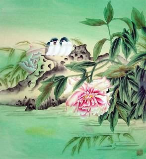 Chinese Peony Painting,50cm x 50cm,2617001-x
