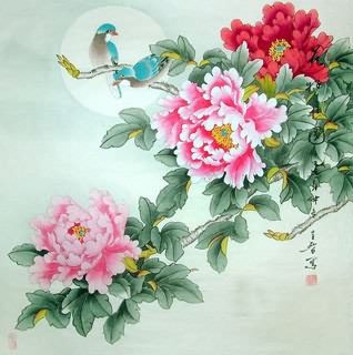 Chinese Peony Painting,69cm x 69cm,2617002-x