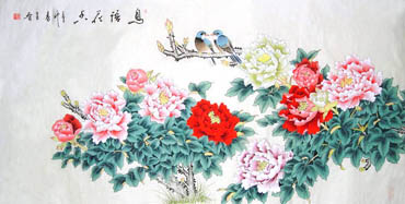 Chinese Peony Painting,66cm x 136cm,2617003-x