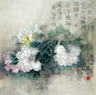 Chinese Peony Painting,69cm x 69cm,2695004-x
