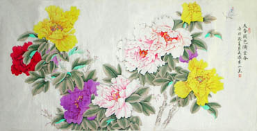 Chinese Peony Painting,66cm x 136cm,2695005-x