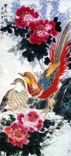 Chinese Peony Painting,66cm x 145cm,2695036-x