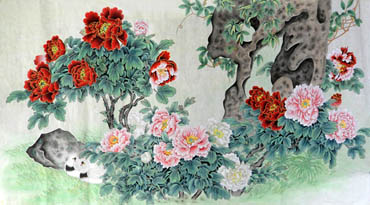 Chinese Peony Painting,70cm x 130cm,2802001-x