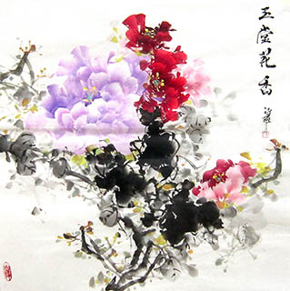Chinese Peony Painting,66cm x 66cm,csy21097001-x