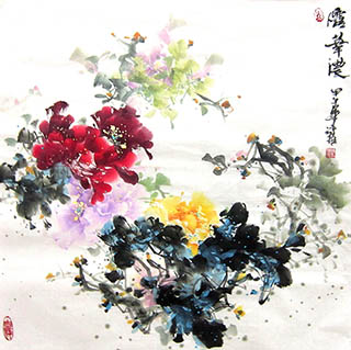 Chinese Peony Painting,66cm x 66cm,csy21097007-x