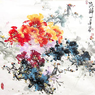 Chinese Peony Painting,66cm x 66cm,csy21097014-x