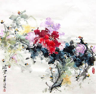 Chinese Peony Painting,66cm x 66cm,csy21097020-x