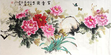 Chinese Peony Painting,50cm x 100cm,cx21104001-x