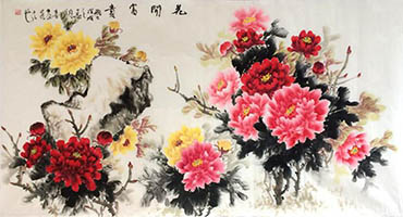Chinese Peony Painting,68cm x 136cm,cx21104003-x