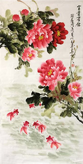Chinese Peony Painting,50cm x 100cm,cx21104005-x