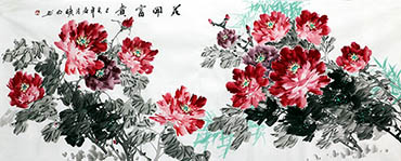 Chinese Peony Painting,70cm x 180cm,cxm21106006-x