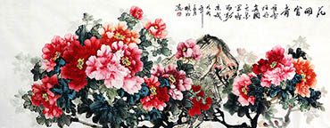 Chinese Peony Painting,70cm x 180cm,cxm21106011-x