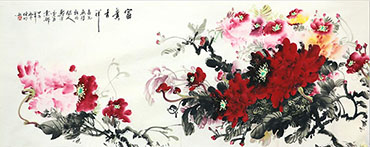 Chinese Peony Painting,70cm x 180cm,cxm21106012-x
