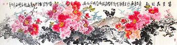 Chinese Peony Painting,60cm x 240cm,jgk21074003-x