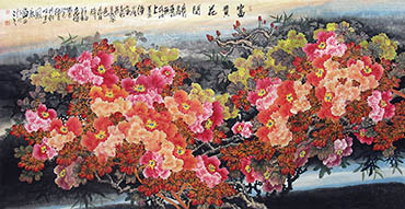 Chinese Peony Painting,120cm x 235cm,jgk21074005-x