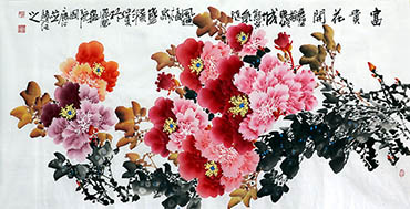 Chinese Peony Painting,68cm x 136cm,jgk21074006-x