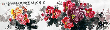 Chinese Peony Painting,46cm x 180cm,jgk21074007-x