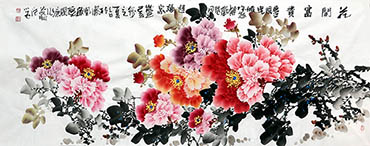 Chinese Peony Painting,70cm x 180cm,jgk21074008-x