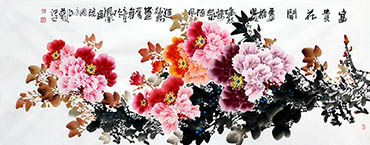 Chinese Peony Painting,70cm x 180cm,jgk21074010-x