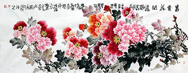 Chinese Peony Painting,70cm x 180cm,jgk21074014-x