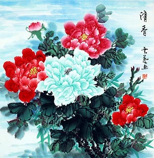 Chinese Peony Painting,68cm x 68cm,lhr21105003-x