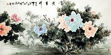Chinese Peony Painting,68cm x 136cm,lhr21105005-x