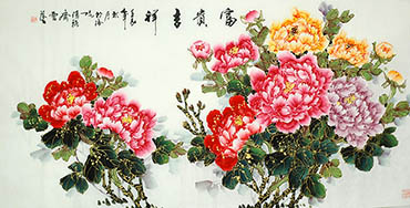 Chinese Peony Painting,68cm x 136cm,lhr21105023-x