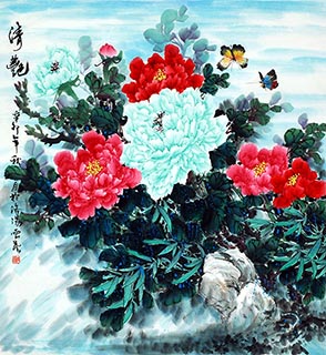 Chinese Peony Painting,96cm x 96cm,lhr21105034-x