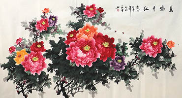 Chinese Peony Painting,96cm x 180cm,llh21107005-x