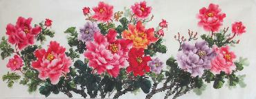 Chinese Peony Painting,70cm x 180cm,ly21089003-x