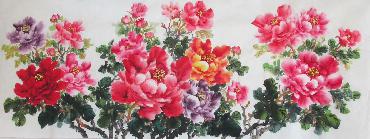 Chinese Peony Painting,70cm x 180cm,ly21089004-x