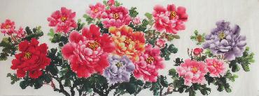 Chinese Peony Painting,70cm x 180cm,ly21089006-x