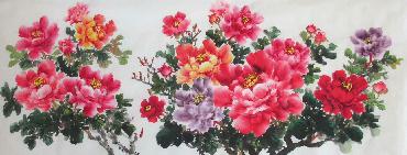 Chinese Peony Painting,70cm x 180cm,ly21089007-x