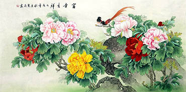 Chinese Peony Painting,69cm x 138cm,whl21108001-x