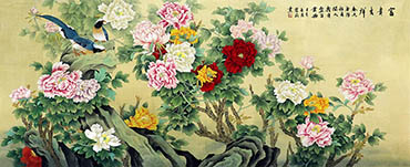 Chinese Peony Painting,70cm x 175cm,whl21108003-x