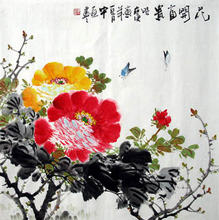 Chinese Peony Painting,68cm x 68cm,zzt21109001-x