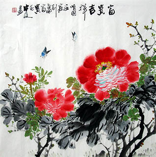 Chinese Peony Painting,68cm x 68cm,zzt21109005-x