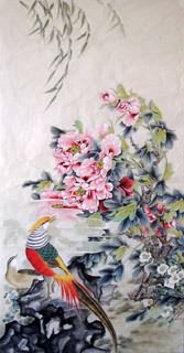 Chinese Pheasant Painting,66cm x 136cm,2352040-x