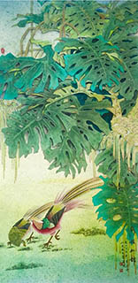 Chinese Pheasant Painting,66cm x 130cm,2384017-x