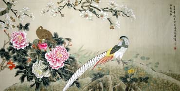 Chinese Pheasant Painting,66cm x 130cm,2404003-x