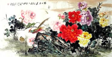 Chinese Pheasant Painting,69cm x 138cm,2423008-x
