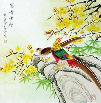 Chinese Pheasant Painting,68cm x 68cm,2527039-x