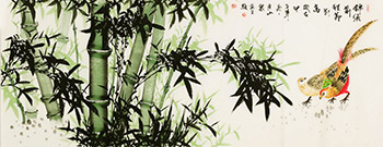 Chinese Pheasant Painting,180cm x 68cm,2621012-x