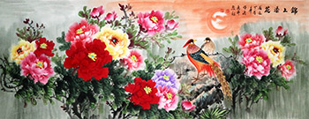 Chinese Pheasant Painting,180cm x 68cm,wx21218003-x