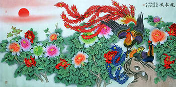 Chinese Phoenix Painting,120cm x 240cm,2527024-x