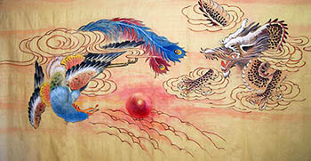 Chinese Phoenix Painting,68cm x 136cm,2547057-x